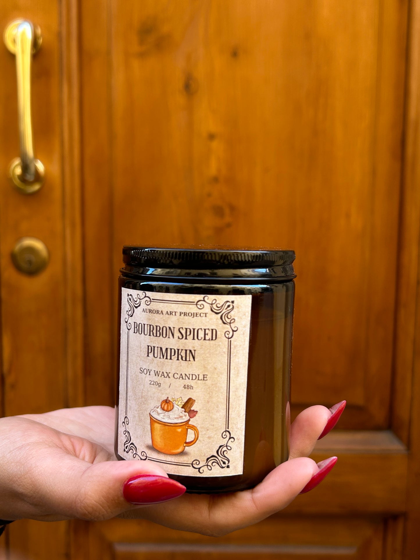 Κερί Σόγιας σε βαζάκι με άρωμα Spiced Bourbon Pumpkin