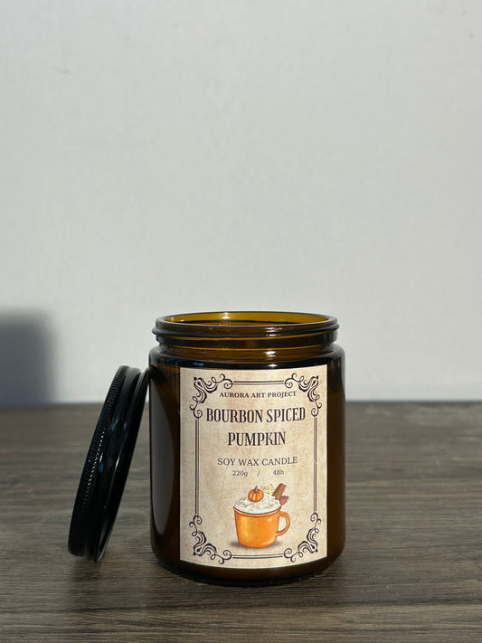 Κερί Σόγιας σε βαζάκι με άρωμα Spiced Bourbon Pumpkin